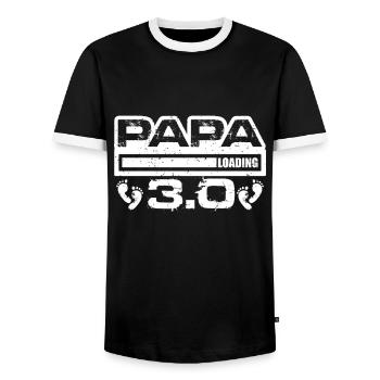 Papa 3.0 Loading, 3 Kinder Verkündung - Männer Kontrast-T-Shirt - Schwarz/Weiß - Vorne - AI Model Female 172 light (172cm) & AI Model Male 178 light (178cm)