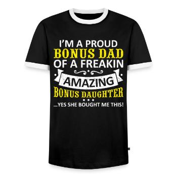 Funny Bonus Dad Stepdaughter Stepdad Fathers Day G - T-shirt contrasté Homme - noir/blanc - Devant - AI Model Female 172 light (172cm) & AI Model Male 178 light (178cm)