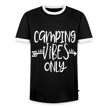 camping - T-shirt contrasté Homme - noir/blanc - Devant - AI Model Female 172 light (172cm) & AI Model Male 178 light (178cm)