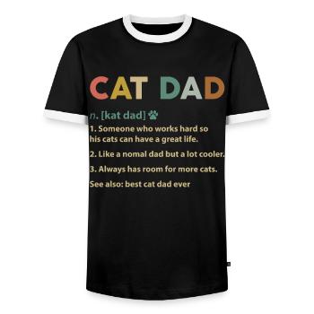 Papa chat vintage T-Shirt définition papa chat - T-shirt contrasté Homme - noir/blanc - Devant - AI Model Female 172 light (172cm) & AI Model Male 178 light (178cm)