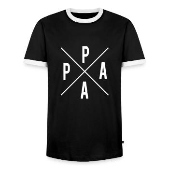 Expect-to-be Dad Pregnancy Father Birth - Men's Ringer Shirt - black/white - Front - AI Model Female 172 light (172cm) & AI Model Male 178 light (178cm)