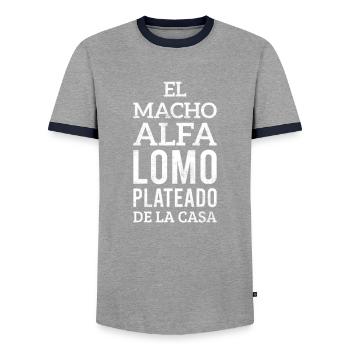 El macho alfa lomo plateado, Regalo para Papa en E - Men's Ringer Shirt - grey/navy  - Front - AI Model Female 172 light (172cm) & AI Model Male 178 light (178cm)