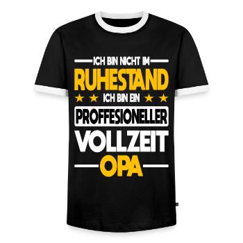 Professioneller Vollzeit Opa Rente Großeltern - Männer Kontrast-T-Shirt - Schwarz/Weiß - Vorne - AI Model Female 172 light (172cm) & AI Model Male 178 light (178cm)