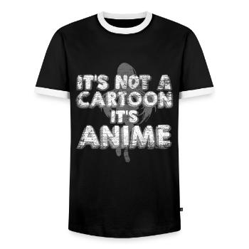 Anime Not a comic - Men's Ringer Shirt - black/white - Front - AI Model Female 172 light (172cm) & AI Model Male 178 light (178cm)