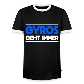 Gyros geht immer Schriftzug für echte Gyros-Fans - Männer Kontrast-T-Shirt - Schwarz/Weiß - Vorne - AI Model Female 172 light (172cm) & AI Model Male 178 light (178cm)