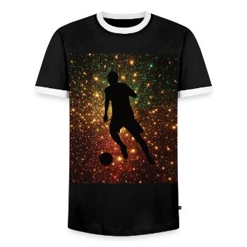 Footballeur joueur de football footballeur fan de football - T-shirt contrasté Homme - noir/blanc - Devant - AI Model Female 172 light (172cm) & AI Model Male 178 light (178cm)