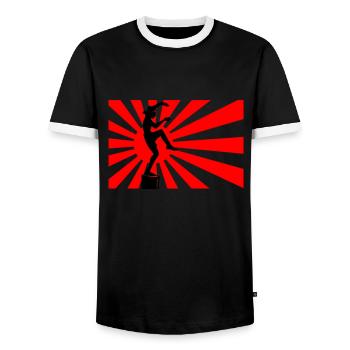 Karate Kid - Crane Kick - Männer Kontrast-T-Shirt - Schwarz/Weiß - Vorne - AI Model Female 172 light (172cm) & AI Model Male 178 light (178cm)