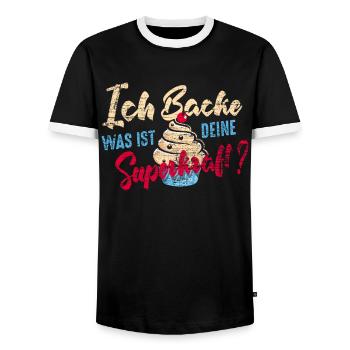 Bäcker Superkraft - Männer Kontrast-T-Shirt - Schwarz/Weiß - Vorne - AI Model Female 172 light (172cm) & AI Model Male 178 light (178cm)