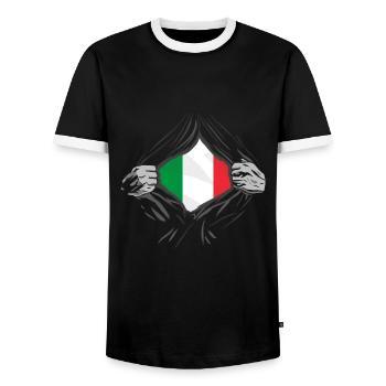 Drapeau italien italien Italie - T-shirt contrasté Homme - noir/blanc - Devant - AI Model Female 172 light (172cm) & AI Model Male 178 light (178cm)