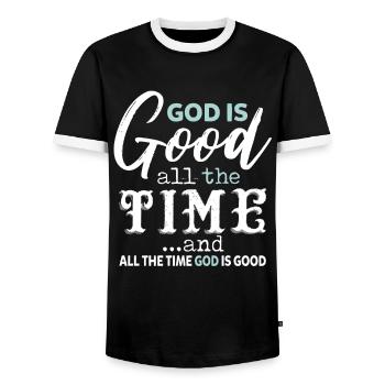 God Is Good All The Time And All The Time God - Men's Ringer Shirt - black/white - Front - AI Model Female 172 light (172cm) & AI Model Male 178 light (178cm)