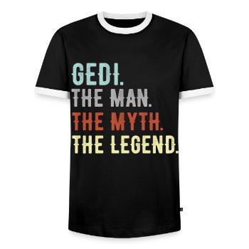 Gedi Firmgedi Taufgedi Ged Firmged Geschenkidee - Männer Kontrast-T-Shirt - Schwarz/Weiß - Vorne - AI Model Female 172 light (172cm) & AI Model Male 178 light (178cm)