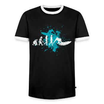 Surfer Surfen - Männer Kontrast-T-Shirt - Schwarz/Weiß - Vorne - AI Model Female 172 light (172cm) & AI Model Male 178 light (178cm)
