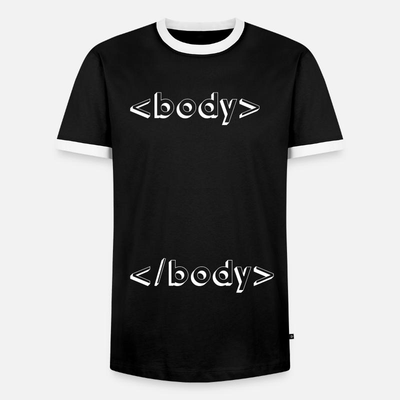 html css geek programming - Men's Ringer Shirt - black/white