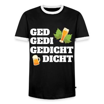 Gedi Bier Trinker Lustiges Geschenk Ged Firmgedi - Männer Kontrast-T-Shirt - Schwarz/Weiß - Vorne - AI Model Female 172 light (172cm) & AI Model Male 178 light (178cm)