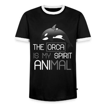 Orca - Men's Ringer Shirt - black/white - Front - AI Model Female 172 light (172cm) & AI Model Male 178 light (178cm)
