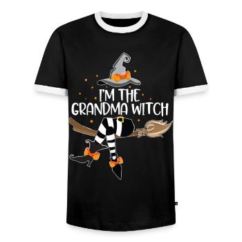 Je suis la grand-mère sorcière - T-shirt contrasté Homme - noir/blanc - Devant - AI Model Female 172 light (172cm) & AI Model Male 178 light (178cm)
