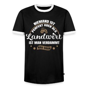 Niemand Ist Perfekt Aber Als Landwirt - Männer Kontrast-T-Shirt - Schwarz/Weiß - Vorne - AI Model Female 172 light (172cm) & AI Model Male 178 light (178cm)