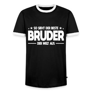 So sieht der beste Bruder der Welt aus - Männer Kontrast-T-Shirt - Schwarz/Weiß - Vorne - AI Model Female 172 light (172cm) & AI Model Male 178 light (178cm)