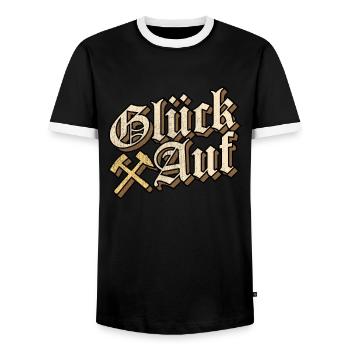 Glück Auf! Schlägel und Eisen Bergmann Geschenke - Männer Kontrast-T-Shirt - Schwarz/Weiß - Vorne - AI Model Female 172 light (172cm) & AI Model Male 178 light (178cm)