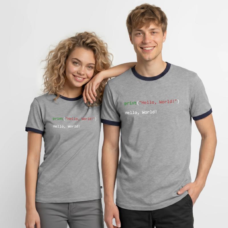 Hello World funny gift python programmer Men's Ringer Shirt