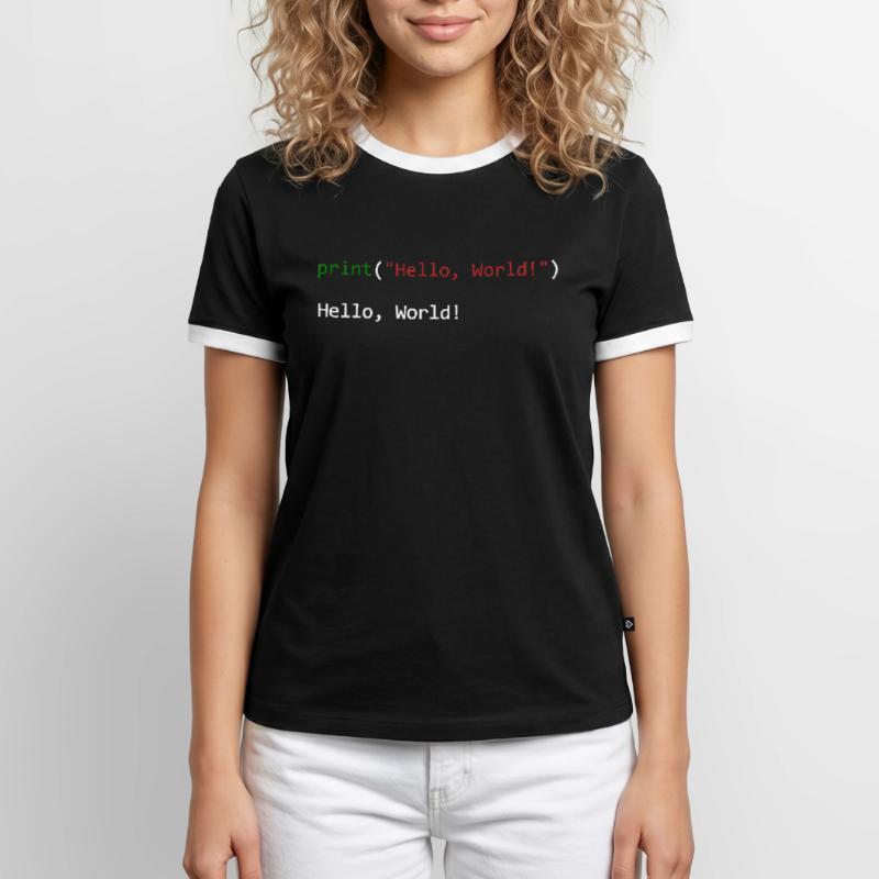 Hello World lustiges Geschenk Python Programmierer Männer Kontrast-T-Shirt
