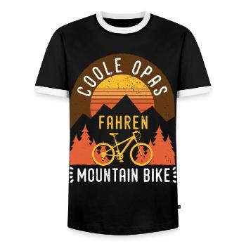 Coole Opas fahren Mountainbike | MTB Downhill Gro - Männer Kontrast-T-Shirt - Schwarz/Weiß - Vorne - AI Model Female 172 light (172cm) & AI Model Male 178 light (178cm)