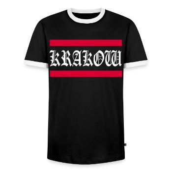 Krakow Poland Flag Krakow Polska - Men's Ringer Shirt - black/white - Front - AI Model Female 172 light (172cm) & AI Model Male 178 light (178cm)