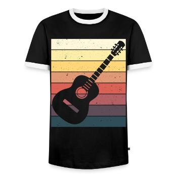Joueur de guitare Cadeau guitare acoustique - T-shirt contrasté Homme - noir/blanc - Devant - AI Model Female 172 light (172cm) & AI Model Male 178 light (178cm)