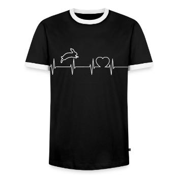 Bunny rabbit long ear heartbeat - Men's Ringer Shirt - black/white - Front - AI Model Female 172 light (172cm) & AI Model Male 178 light (178cm)