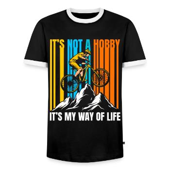 Mountainbiker Mountainbiking - Männer Kontrast-T-Shirt - Schwarz/Weiß - Vorne - AI Model Female 172 light (172cm) & AI Model Male 178 light (178cm)