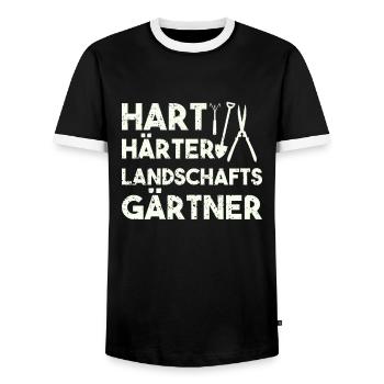 Hart Härter Landschaftsgärtner - Männer Kontrast-T-Shirt - Schwarz/Weiß - Vorne - AI Model Female 172 light (172cm) & AI Model Male 178 light (178cm)