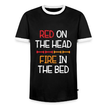 Roux sur la tête rousse cheveux roux roux rousses - T-shirt contrasté Homme - noir/blanc - Devant - AI Model Female 172 light (172cm) & AI Model Male 178 light (178cm)