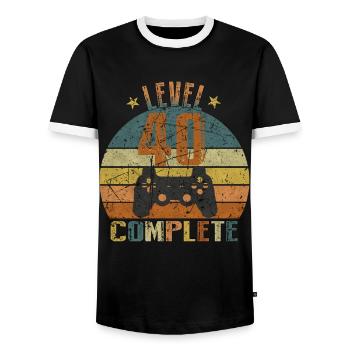 40. Geburtstag Gamer, 1980, 40 Jahre Geschenk - Männer Kontrast-T-Shirt - Schwarz/Weiß - Vorne - AI Model Female 172 light (172cm) & AI Model Male 178 light (178cm)