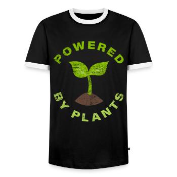 Végétaliens santé - T-shirt contrasté Homme - noir/blanc - Devant - AI Model Female 172 light (172cm) & AI Model Male 178 light (178cm)