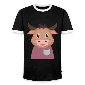 Taureau vache - T-shirt contrasté Homme - noir/blanc - Devant - AI Model Female 172 light (172cm) & AI Model Male 178 light (178cm)