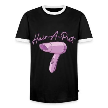 Coiffeur thérapeute coiffeur coiffeur esthéticienne - T-shirt contrasté Homme - noir/blanc - Devant - AI Model Female 172 light (172cm) & AI Model Male 178 light (178cm)