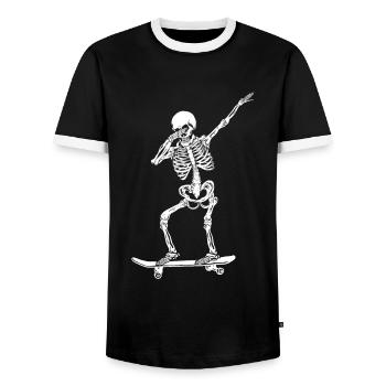 Dabbing Skating Skelett Retro Skateboard - Männer Kontrast-T-Shirt - Schwarz/Weiß - Vorne - AI Model Female 172 light (172cm) & AI Model Male 178 light (178cm)