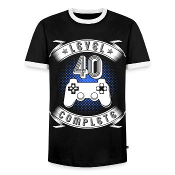 Level 40 Complete 40. Geburtstag Gamer Geschenk - Männer Kontrast-T-Shirt - Schwarz/Weiß - Vorne - AI Model Female 172 light (172cm) & AI Model Male 178 light (178cm)