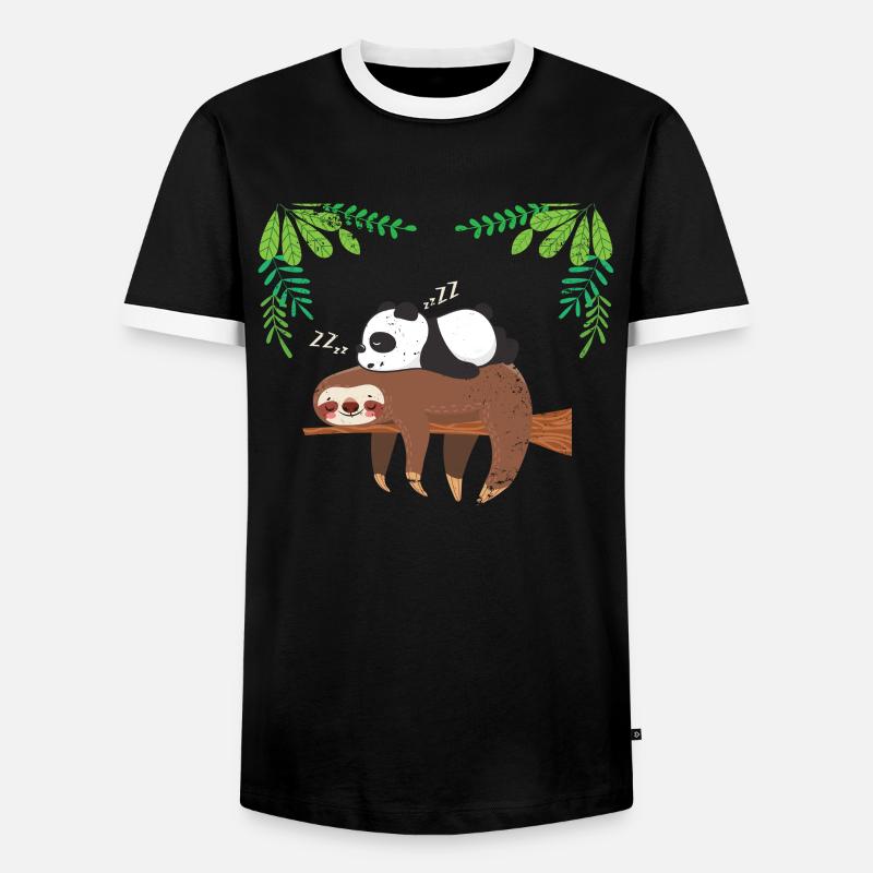 Sloth panda - Men's Ringer Shirt - black/white