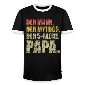 Der Mann der Mythos der 5 fache Papa mit 5 Kinder - Männer Kontrast-T-Shirt - Schwarz/Weiß - Vorne - AI Model Female 172 light (172cm) & AI Model Male 178 light (178cm)