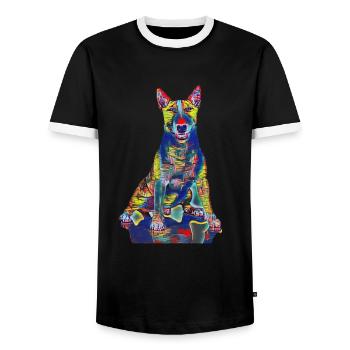 Bull Terrier millésime - T-shirt contrasté Homme - noir/blanc - Devant - AI Model Female 172 light (172cm) & AI Model Male 178 light (178cm)