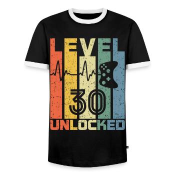 Niveau 30 Débloqué Fun 30 Ans Video Gamer 30t - T-shirt contrasté Homme - noir/blanc - Devant - AI Model Female 172 light (172cm) & AI Model Male 178 light (178cm)