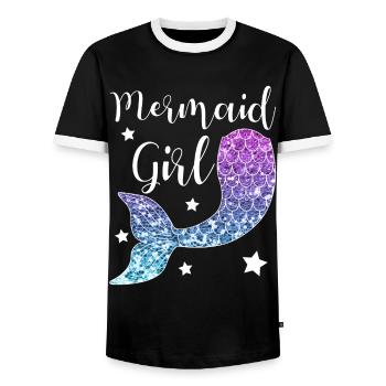 Fille de sirène fille cadeau de sirène - T-shirt contrasté Homme - noir/blanc - Devant - AI Model Female 172 light (172cm) & AI Model Male 178 light (178cm)