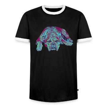 American Bulldog Mom - T-shirt contrasté Homme - noir/blanc - Devant - AI Model Female 172 light (172cm) & AI Model Male 178 light (178cm)