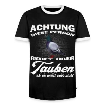 Tauben Taube lustiger Spruch Brieftaube Geschenk - Männer Kontrast-T-Shirt - Schwarz/Weiß - Vorne - AI Model Female 172 light (172cm) & AI Model Male 178 light (178cm)