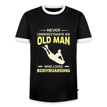Bodyboarding Grandpa Bodyboarder Cadeau de fête des pères - T-shirt contrasté Homme - noir/blanc - Devant - AI Model Female 172 light (172cm) & AI Model Male 178 light (178cm)