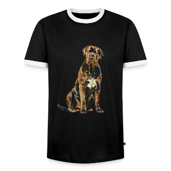 Cane Corso Art Vintage - Männer Kontrast-T-Shirt - Schwarz/Weiß - Vorne - AI Model Female 172 light (172cm) & AI Model Male 178 light (178cm)