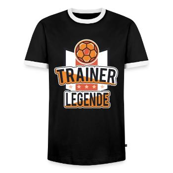 Handball Trainer Legende - Männer Kontrast-T-Shirt - Schwarz/Weiß - Vorne - AI Model Female 172 light (172cm) & AI Model Male 178 light (178cm)