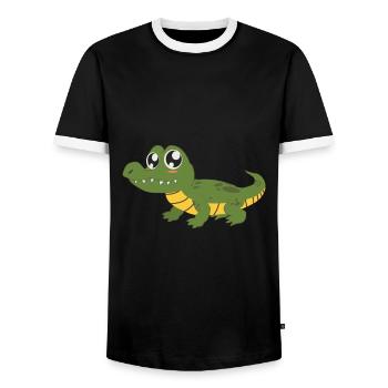 crocodile - Men's Ringer Shirt - black/white - Front - AI Model Female 172 light (172cm) & AI Model Male 178 light (178cm)