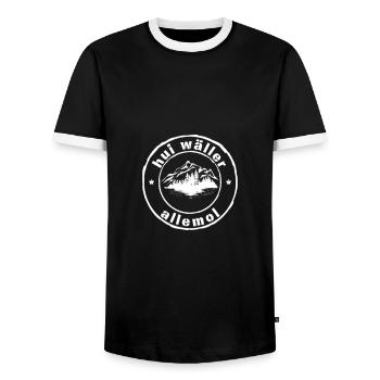 hui wäller allemol Westerwald lustig Geschenk - Männer Kontrast-T-Shirt - Schwarz/Weiß - Vorne - AI Model Female 172 light (172cm) & AI Model Male 178 light (178cm)